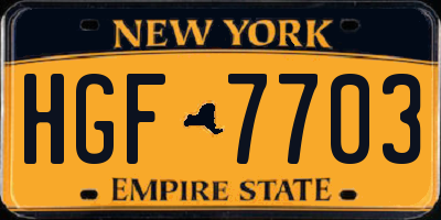 NY license plate HGF7703