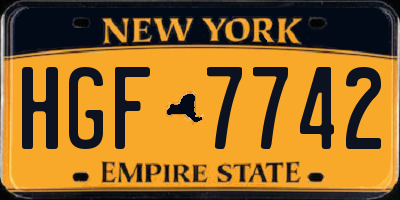NY license plate HGF7742