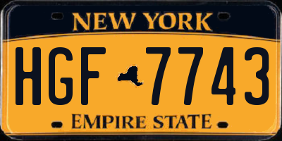 NY license plate HGF7743