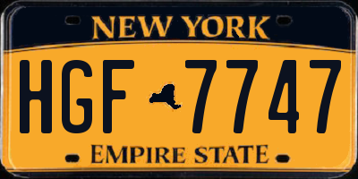 NY license plate HGF7747