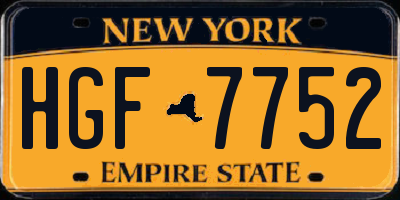 NY license plate HGF7752