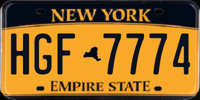 NY license plate HGF7774
