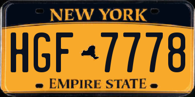 NY license plate HGF7778