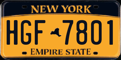 NY license plate HGF7801