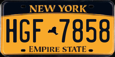 NY license plate HGF7858