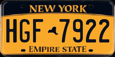 NY license plate HGF7922