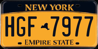 NY license plate HGF7977