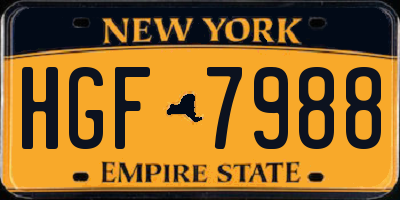 NY license plate HGF7988