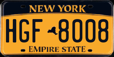 NY license plate HGF8008