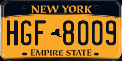 NY license plate HGF8009