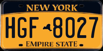 NY license plate HGF8027