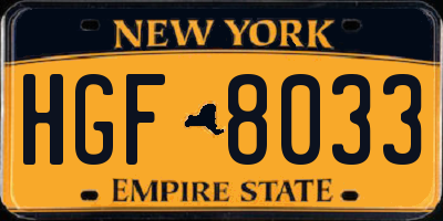 NY license plate HGF8033