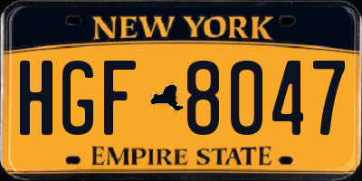 NY license plate HGF8047