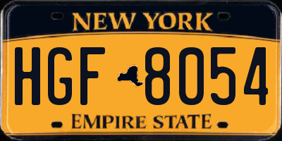 NY license plate HGF8054