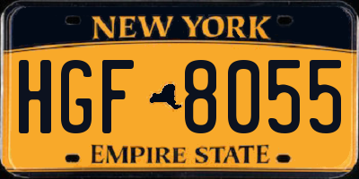 NY license plate HGF8055