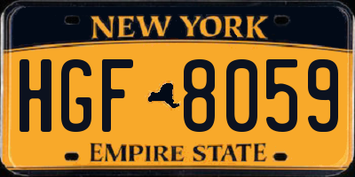 NY license plate HGF8059
