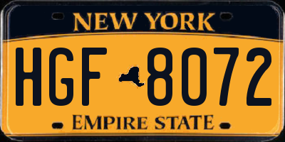 NY license plate HGF8072