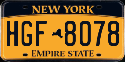 NY license plate HGF8078