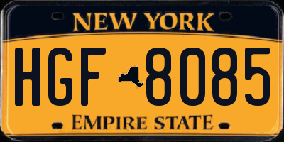 NY license plate HGF8085