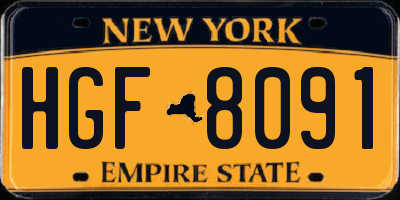 NY license plate HGF8091