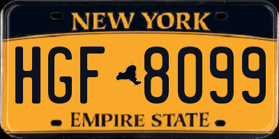 NY license plate HGF8099