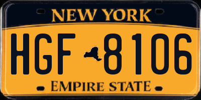 NY license plate HGF8106