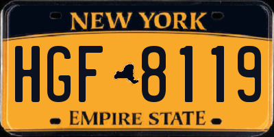NY license plate HGF8119