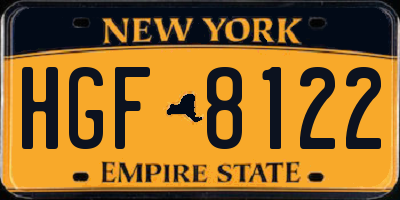 NY license plate HGF8122