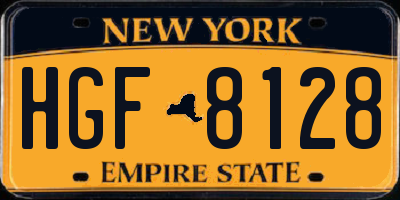 NY license plate HGF8128