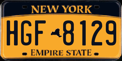 NY license plate HGF8129