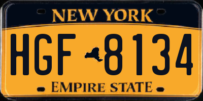 NY license plate HGF8134