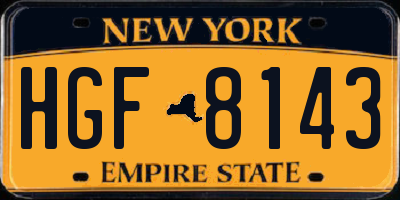 NY license plate HGF8143