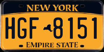 NY license plate HGF8151