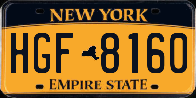 NY license plate HGF8160