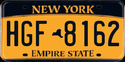 NY license plate HGF8162