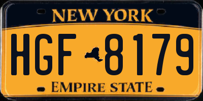 NY license plate HGF8179
