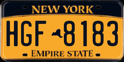 NY license plate HGF8183