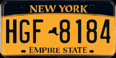 NY license plate HGF8184