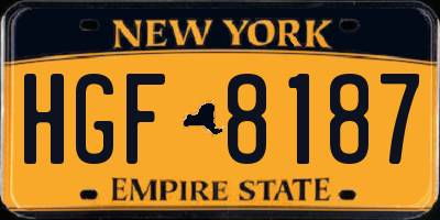 NY license plate HGF8187