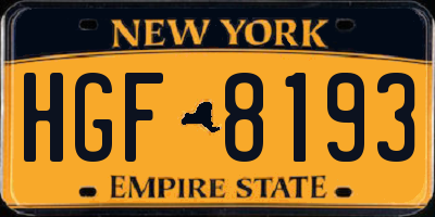 NY license plate HGF8193