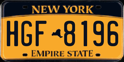 NY license plate HGF8196
