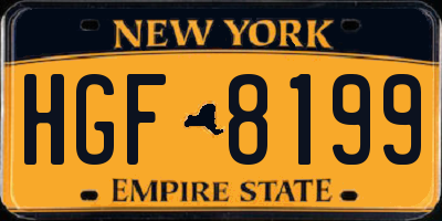 NY license plate HGF8199
