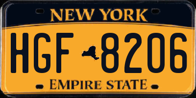 NY license plate HGF8206