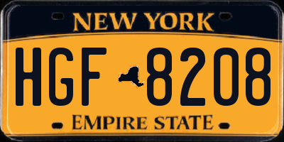 NY license plate HGF8208