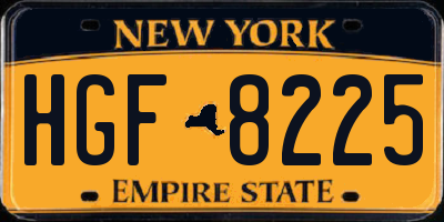 NY license plate HGF8225
