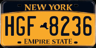 NY license plate HGF8236