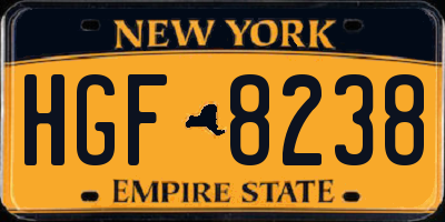 NY license plate HGF8238