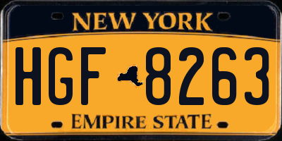 NY license plate HGF8263