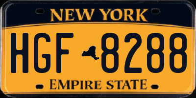 NY license plate HGF8288