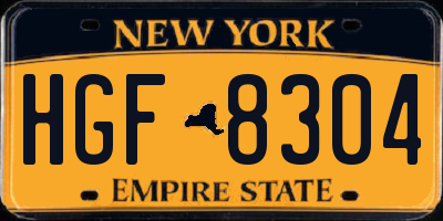 NY license plate HGF8304